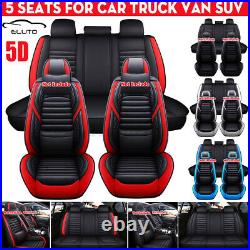 5D Universal PU Leather 5-Seats Car Seat Cover Front & Rear Cushion Full Set