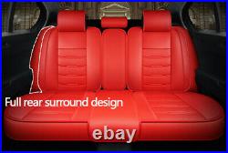 5 seat Car Universal Leather Cover Cushion Pad Full Set with Pillows USA Stock