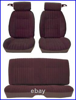 81-88 Monte Carlo SS Seat Cover Set WITH Belt Guides BURGUNDY VELOUR WithVINYL