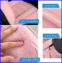 AOOG Fuzzy Car Seat Covers (Full Set) Pink, Universal Fit (Most Cars & SUVs)