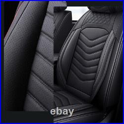 Black Leather Full Set Car Seat Cover Waterproof Cushion for Sedan SUV Truck