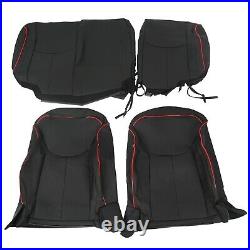 Black Leather Seat Covers Full Set FOR 13-18 Jeep Wrangler JK 4 Door Red Stitch