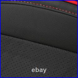 Black Leather Seat Covers Full Set FOR 13-18 Jeep Wrangler JK 4 Door Red Stitch