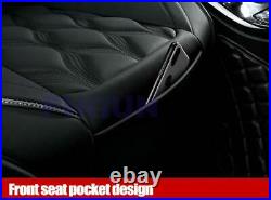 Black Luxury PU Leather Car Seat Cover 5-Seats Full Surrounded Seat Cushions Mat