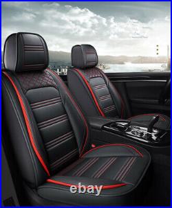 Black PU Leather Car Seat Covers Full Set Four Seasons Universal For 5 Seats Car