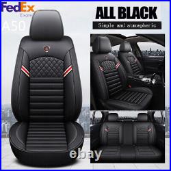 Black PU Leather Full Surrounded Breathable Car Seat Covers Cushion Protector US