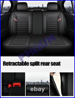 Black PU Leather Full Surrounded Breathable Car Seat Covers Cushion Protector US
