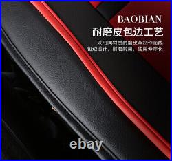 Black+Red 6D PU Leather Full Surrounded Car Seat Cover Cushion Front+Rear Mat US
