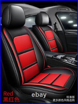 Black+Red 6D PU Leather Full Surrounded Car Seat Cover Cushion Front+Rear Mat US
