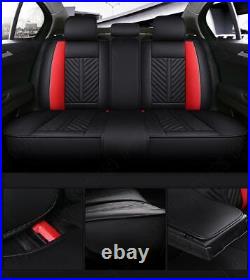 Black & Red PU Leather Car Seat Covers Front Rear Full Surrounded Seat Cushions