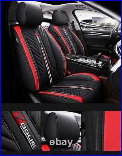 Black & Red PU Leather Car Seat Covers Front Rear Full Surrounded Seat Cushions