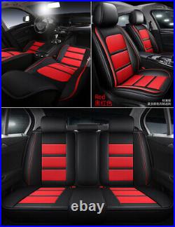 Black Red PU leather Car Seden 5-Seats Seat Cover Cushion Full Set Front + Rear