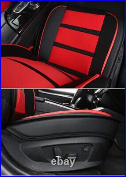 Black Red PU leather Car Seden 5-Seats Seat Cover Cushion Full Set Front + Rear