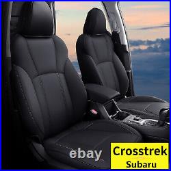 Car 5 Seat Covers For 2018-2022 Subaru Crosstrek Front Rear Black Leather Covers