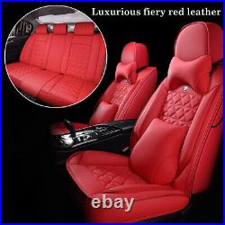 Car Cushion Red Leather 5-Seats Seat Covers Auto Accessories Interior Full Set