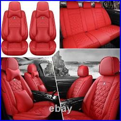 Car Cushion Red Leather 5-Seats Seat Covers Auto Accessories Interior Full Set