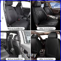 Car Front & Rear 2/5Seat Covers For Toyota Venza 2009-2016 PU Leather Gray/Black