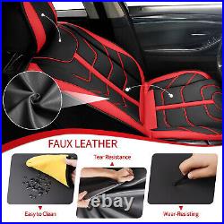Car Front & Rear 2/5Seat Covers Pad Faux Leather For JEEP Compass 2018-2023 Red