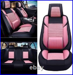 Car Seat Cover Full Set Fit for Jeep Patriot 2007-2017 Ice Silk Black Pink
