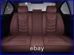 Car Seat Covers Full Set Universal Seat Cover 5 Seats Linen Fabric Coffee