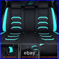 Car Seat Covers for GMC Canyon Front & Rear 5-Seat Cover PU Leather Black Green