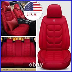Comfortable Red Luxury PU Leather Car Seat Covers Cushion Full Surround Pad Mat