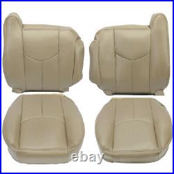 Driver/Passenger Seat Cover Tan Leather For 03-06 Chevy Silverado & GMC Sierra