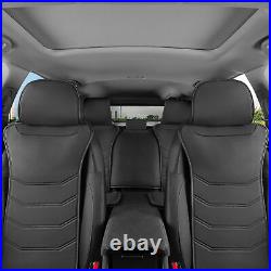 Faux Leather Black Car Seat Covers Full Set Front Back Auto Truck Van SUV