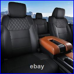 Fit 14-21 Toyota Tundra CrewMax Car Seat Covers PU Leather Black Seat Protectors