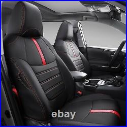 Fit Toyota RAV4 Seat Covers Full Set PU Leather for Rav4 2019-2023(Black+Red)
