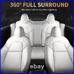 For 2017-2023 Tesla Model 3 Car 5-Seats Covers White Full Set Faux Leather New