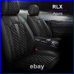 For Acura RLX 2014-2017 Car 5 Seat Covers Front Rear Back Cushion Black Leather
