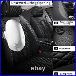 For Acura RLX 2014-2017 Car 5 Seat Covers Front Rear Back Cushion Black Leather