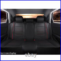 For Chevy Impala 05-20 Full Set Front&Rear 5 Seat Cover + Pillows Black&Red-Line