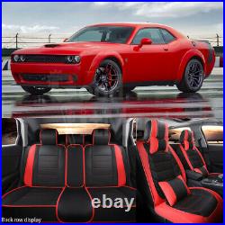 For Dodge Challenger Charger Full Set Car 5 Seat Covers Front & Rear Cushion Red