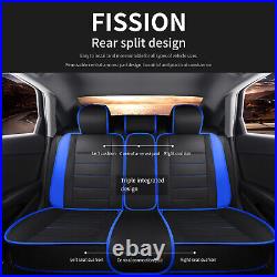 For Dodge Charger PU Leather Seat Cover 5-Seat Full Set Front Rear Cushion Blue