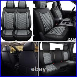 For Dodge Ram 1500 2500 3500 Pickup Leather Full 5 Seat Cover Cushion Black-Gray