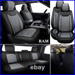For Dodge Ram 1500 2500 3500 Pickup Leather Full 5 Seat Cover Cushion Black-Gray