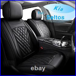 For Kia Seltos 2020-2024 Car 5 Seat Cover Cushion Pad Faux Leather Full Set