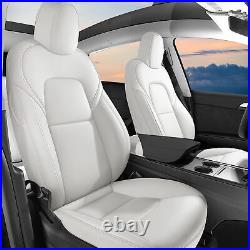 For Tesla Model Y 2023-2024 Car 5-Seat Covers Faux Leather Faux Leather White US
