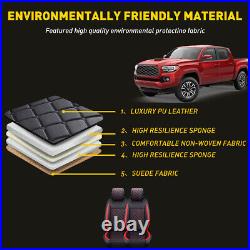 For Toyota Tacoma Car Seat Cover Full Set Leather 5-Seats Front Rear Protector