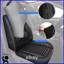 Front & Rear For Ford Bronco Sport 2021-2024 PU Leather 2/5Seat Cover Gray/Black