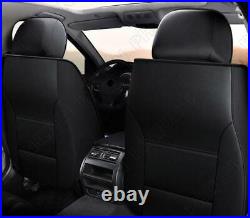 Front & Rear Seat Cushions Black PU Leather 5Sits Car Seat Cover Full Surrounded