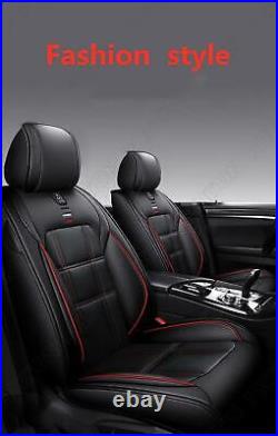 Front & Rear Seat Cushions Black PU Leather 5Sits Car Seat Cover Full Surrounded