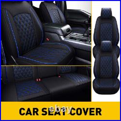 Full Car Seat Cover Set Black Blue For 2009-2022 Ford F150 Crew Cab Black EOA