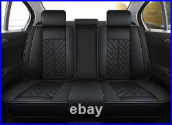 Full Set 5-Seats Car Seat Covers Black PU Leather Waterproof Non-slip Universal