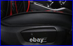 Full Set 5-Seats Car Seat Covers Black PU Leather Waterproof Non-slip Universal