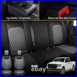 Full Set Car 5 Seat Cover Leather For Dodge Ram 1500 2500 3500 Crew Cab 2009-22