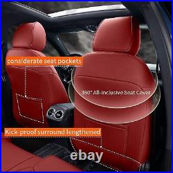 Full Set Car 5-Seat Covers Protector Faux Leather For Honda CR-V 2015-2016 Red