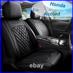 Full Set For 2007-2017 Honda Accord 4-Door Car 5 Seat Cover Cushion Fuax Leather